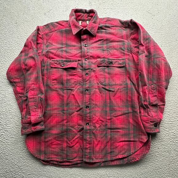 Vintage LL Bean Chamois Cloth Flannel Button Shirt Mens Medium Red Long Sleeve - Picture 1 of 9